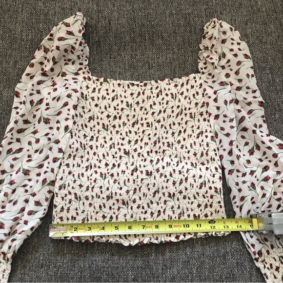 REFORMATION PUFF SMOCK SQUARE NECK FLORAL PRINCESSCORE COTTAGECORE ROYALCORE TOP - Picture 6 of 9